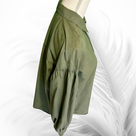 Rails ‘Janae’ High Low Button-Down Shirt in Green “Olive Smoke” Size Medium - Picture 13 of 15